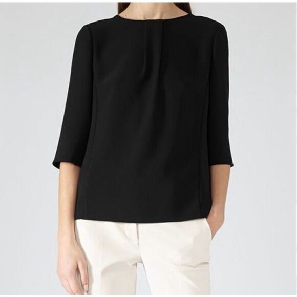 Reiss Grace Black Button-Detail Blouse size 8/40 excellent condition - Picture 1 of 9